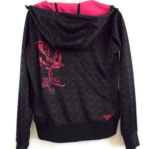 The North Face Black and Pink Full Zip Fleece Lined Hooded Jacket Size Medium